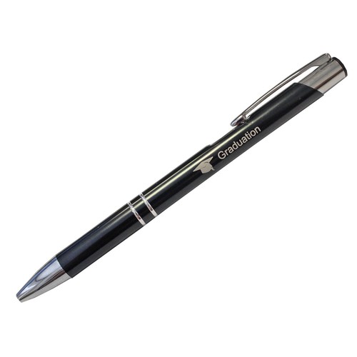 Penna laurea argento nera - argento, e