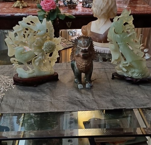 Coppia antiche sculture in - di,