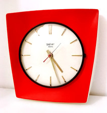 PETER ELECTRIC 70s italy VTG beautiful red pottery clock orologio ceramica