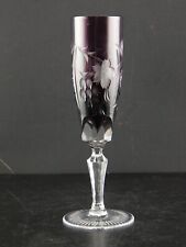 PREZIOSO ANTICO BOEMIA BICCHIERE CALICE FLUTE CRISTALLO MOLATO E TAGLIATO VIOLA