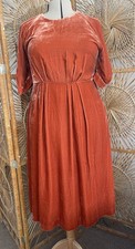 Abito in velluto di seta arancione speziato brindisi UK 16