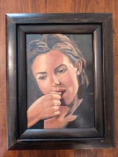 Quadro olio su tavola ritratto di giovane donna - 37x47 cm 