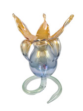 soffieria parise candeliere vetro soffiato a bocca modello fiore  h 13.5 x 10 l