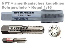 Npt Maschio Baer Maschiatrice Filetto Tubo 1/8 1/4 3/8 1/2 3/4 2 Pollici