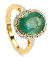 0.58ct Naturale Diamante Rotondo Smeraldo 14k Oro Giallo Anniversario Mix Anello