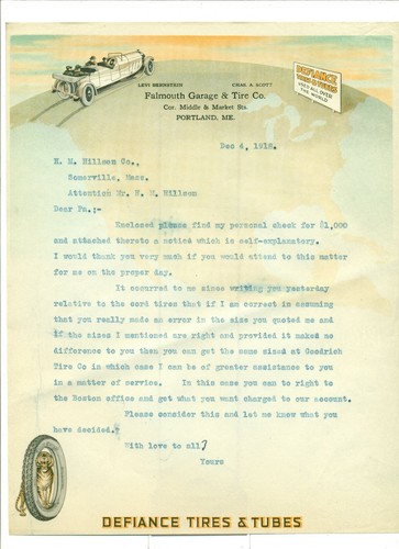 1918 falmouth garage tire - falmouth, &