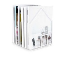 PORTA RIVISTE IN ACCIAIO BIANCO A FORMA DI CASA