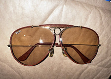 Ray Ban vintage B&L Bausch & Lomb USA 62 mm pelle intrecciata marrone intercambiabile