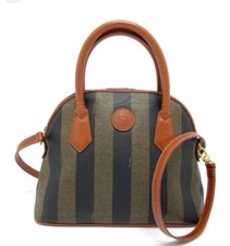 Borsa in tela a righe vintage originale di design Fendi