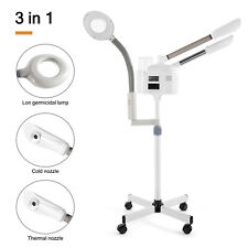 Vaporiera viso caldo/freddo ozono UV 5X lampada ingrandimento LCD cura della pelle salone bellezza