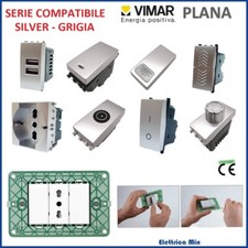 Vimar Plana Compatibile Silver Presa Shuko Tv Usb Interruttore Supporto grigia