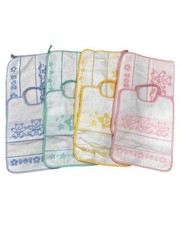 Set Asilo 2 Pezzi Bavetta Elastico Spugna Bianca Tovaglietta Bordo Aida TR345