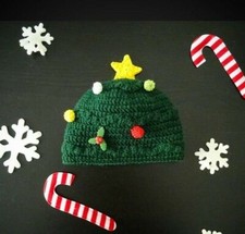 Cappello Albero di Natale Neonato o Neonata Bimbo Bimba Uncinetto Regalo Nascita