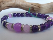 ???BRACCIALE DONNA PIETRE NATURALI DURE  VIOLA E BRILLANTINI. N 100 ??