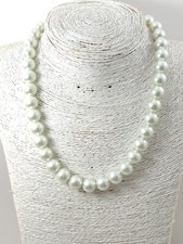Collana Donna Di Perle Mm.12,  Lunghezza Regolabile  45 /50, Colore Bianco Perla