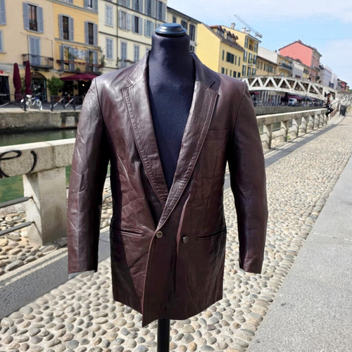 Giacca pelle marrone