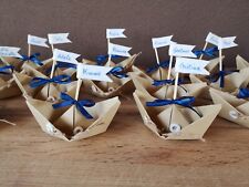 SEGNAPOSTO BARCHETTA CON FIOCCO, CORDINI, DECORI E NOME MATRIMONIO,EVENTI FESTA