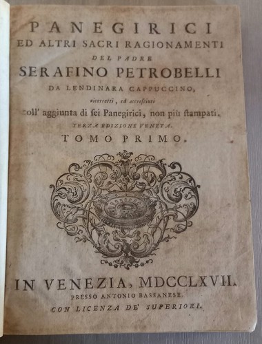 Libro antico 1767 panegirici - -,
