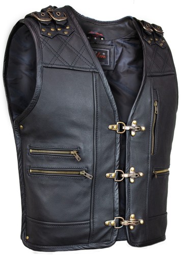 Gilet moto uomo vera pelle - gilet,