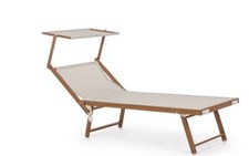 Lettino prendisole in texilene e legno sdraio per giardino mare piscina
