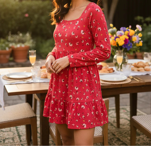 Vestito babydoll rosa floreale