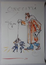 1985 CINECITTÀ STUDIO CINEMATOGRAFICO ITALIANO FEDERICO FELLINI POSTER ARTISTICO 27,5" x 19,5"
