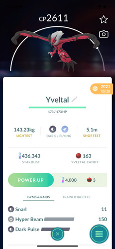 Yveltal lv25 movimento di - 2°,