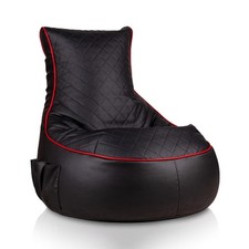 Poltrona Sacco Puf Pouf Con Schienale Alto Ecopelle Pieno (Gaming Nero Rosso L)