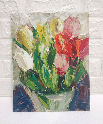 Original oil painting tulips - original,