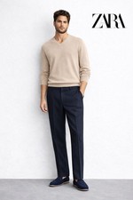 PANTALONE LINO ZARA NAVY (100%