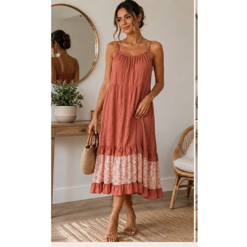 Abito midi boho terracotta - boho,