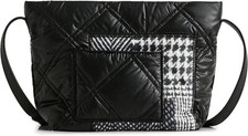Borsa tracolla Desigual Calpe nera trapuntata pied de poule 27 cm elegante