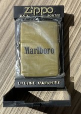 Genuine Zippo Lighter Marlboro Black Word Brass 1992 In box