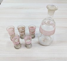 Set Liquore Vintage Vetro Rosa