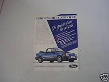 advertising Pubblicità 1988 FORD ESCORT CABRIOLET