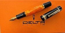 new! DELTA DOLCE VITA Original MIDSIZE STILOGRAFICA NERO-ARANCIO placcato ORO
