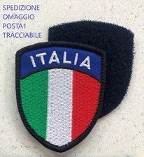 PATCH SCUDETTO ITALIA FONDO AZZURRO RICAMATA CON NASTRO A STRAPPO CM 5,5X6,5