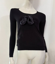 PENNYPULL Maglia nera costine fiocco Tg S