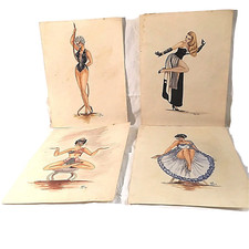 pin up glamour  SketchBook disegni acquarello comics firma DAN  vintage