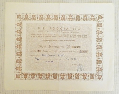Foggia calcio titolo - u.s.,