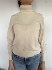 Ballantyne maglione girocollo 100% cashmere panna donna piccolo