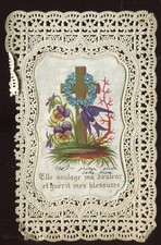ANTIQUE LACE HOLY CARD CANIVET