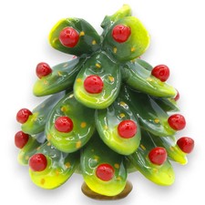 Albero di Natale Pale di Ficodindia in pregiata ceramica, h 11 cm ca. palline Ro