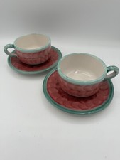 Nuova Vietri Italia tazzine e piattini da caffè o zuppa rosa e blu con set di 2