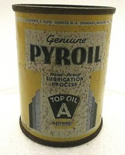 PYROIL "A" TOP OIL (C) 1937 LA CROSSE WIS USA SCANALATO TOP NO BOTTOM TIN 3 OZ VINTAGE