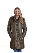 Barbour Gaiter giacca imbottita trapuntata con cappuccio parka cappotto verde oliva kaki lungo 12