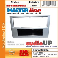 MASCHERINA AUTORADIO 1 DIN OPEL CORSA D DAL 2006 IN POI ADATTATORE SILVER LUCIDO