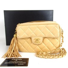Autentica borsa a tracolla CHANEL Matelasse beige in pelle [Usata]