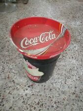 Vassoio e BIDONE IN LATTA POUF COCA COLA nero COPERCHIO bianco VINTAGE ANNI 80 