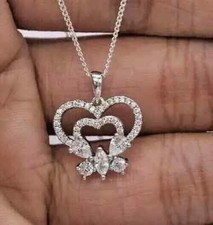 14K White Gold Plated 18" 2Ct